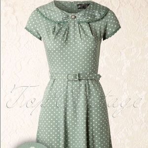 Green Polka Dot Belted Dress